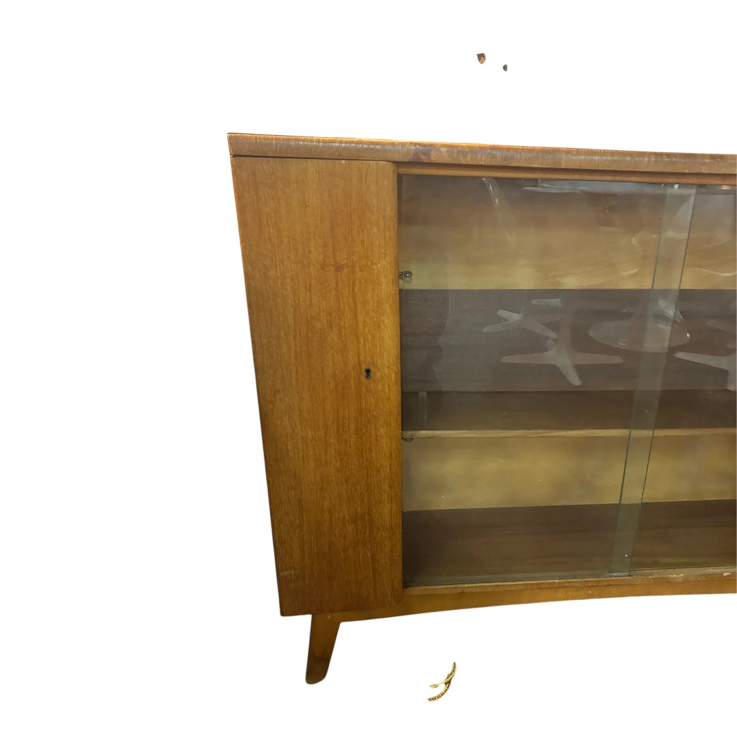 Mid-Century Nathan Teak Drinks Cabinet with Glass Sliding Doors