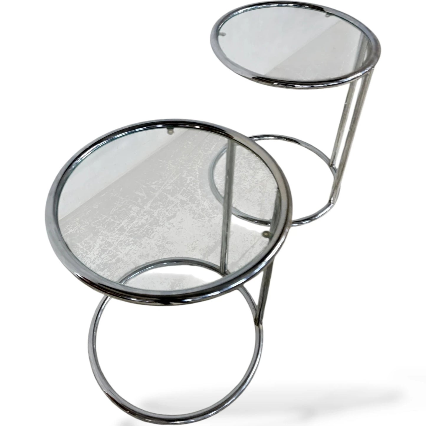 Italian Chrome Bedside Tables – Mid-Century Modern Glass Top Side Tables — view 8