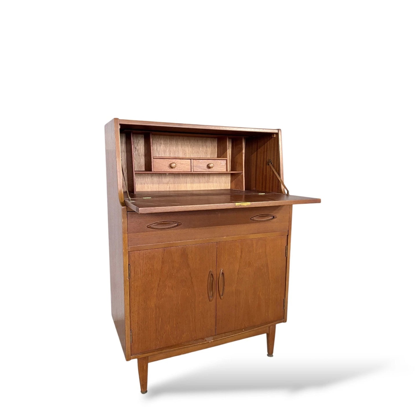 Mid Century Modern Vintage Jentique Teak Writing Desk Bureau Cabinet