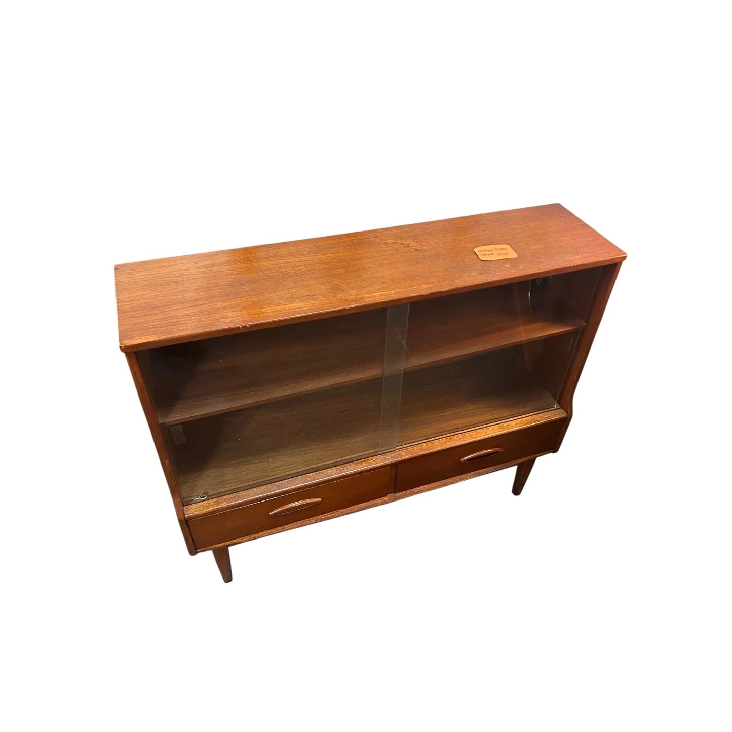 Mid-Century Jentique Teak Display Cabinet with Sliding Glass Doors & Drawers
