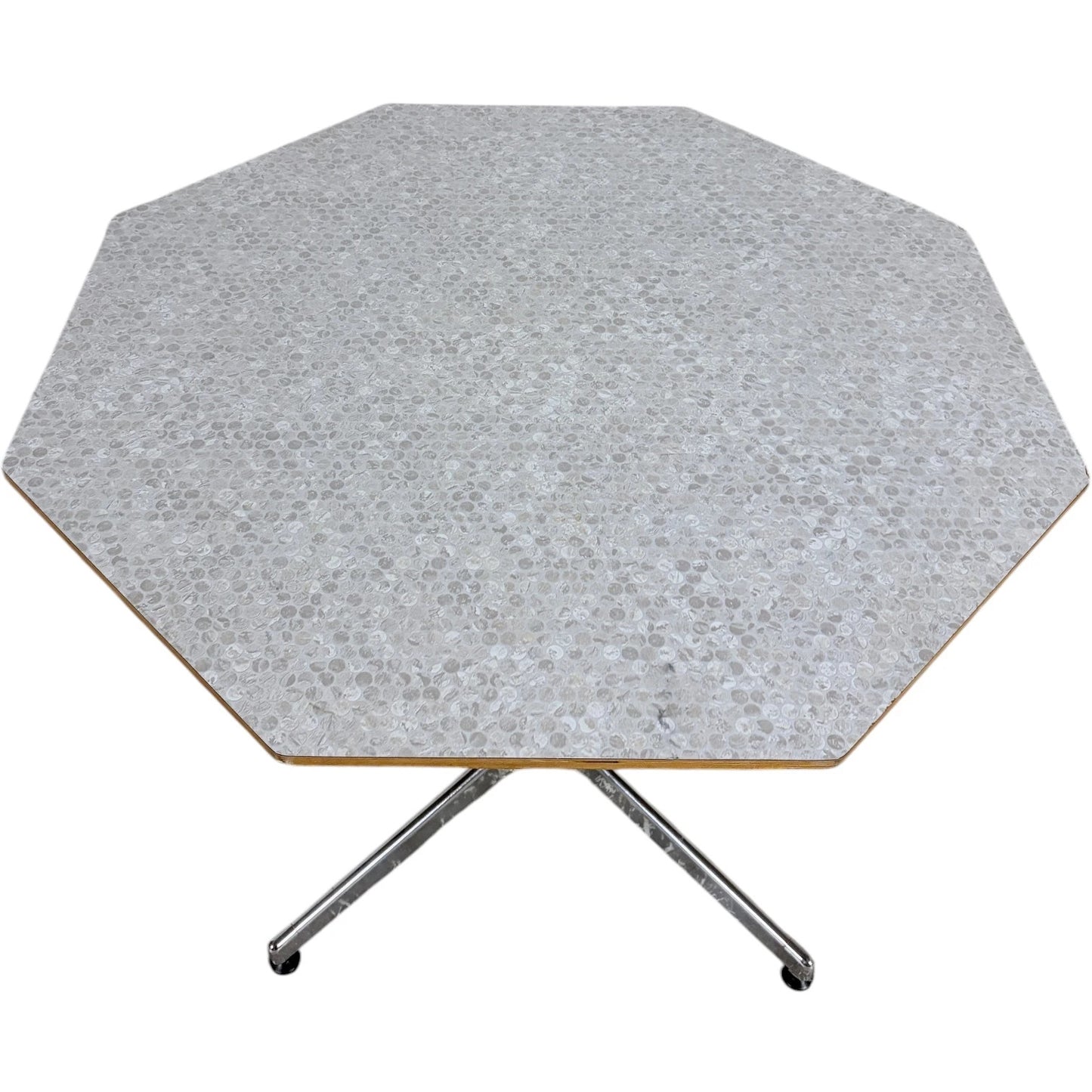 Mid Century Dining Table - Octagonal Formica Kitchen Table with Chrome Base