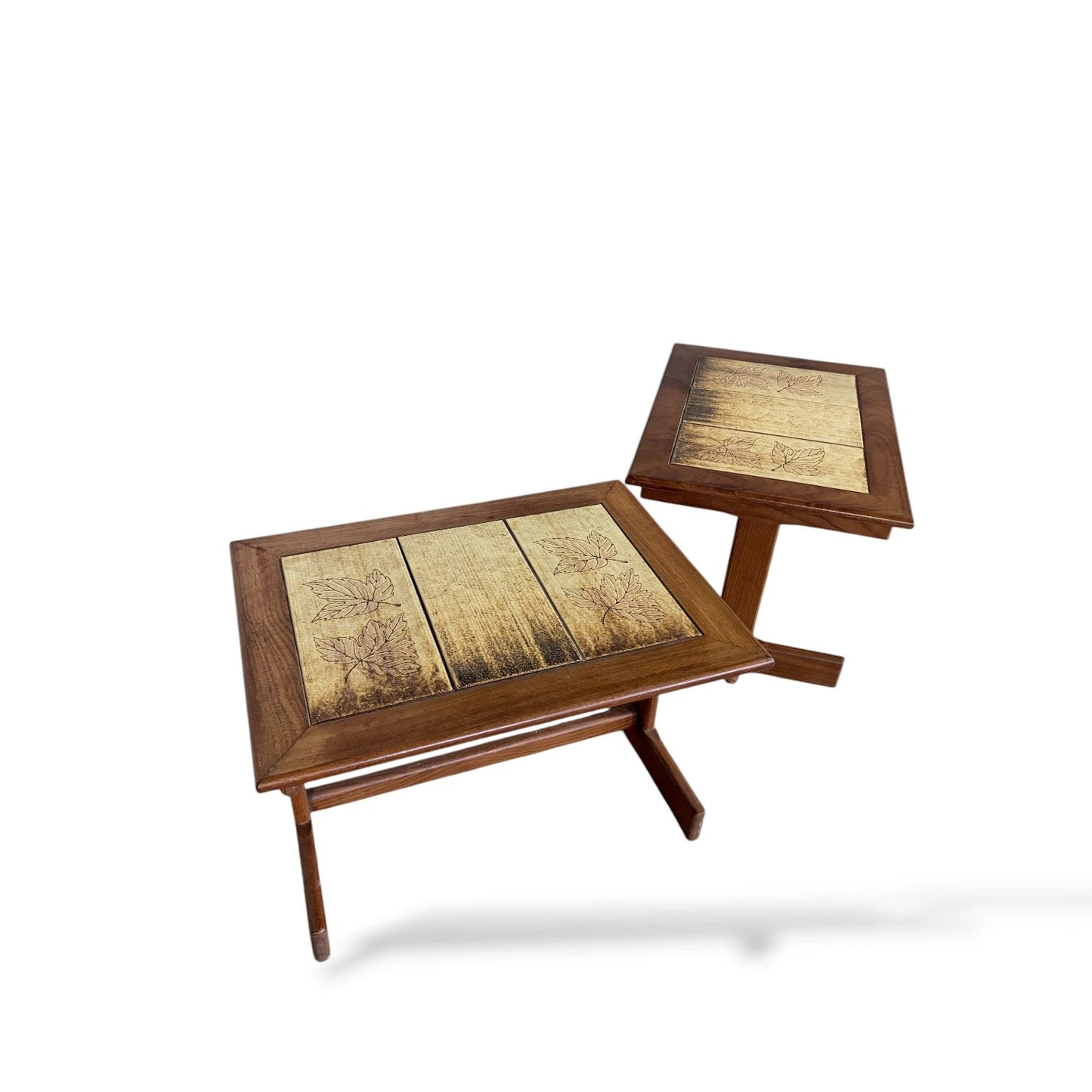 Pair of Vintage Mid-Century Teak & Tile Bedside Tables