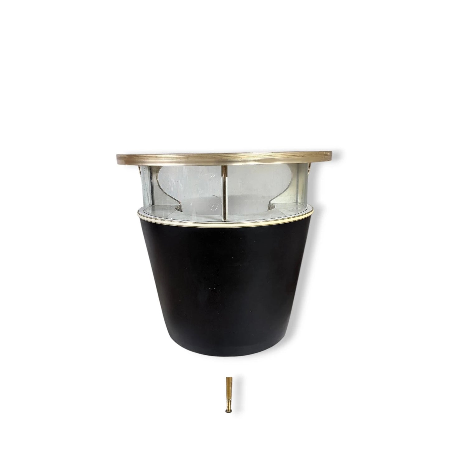 Mid-Century Drinks Bar – Space Age Black Brass Bar with Glass Panels & Formica — view 9