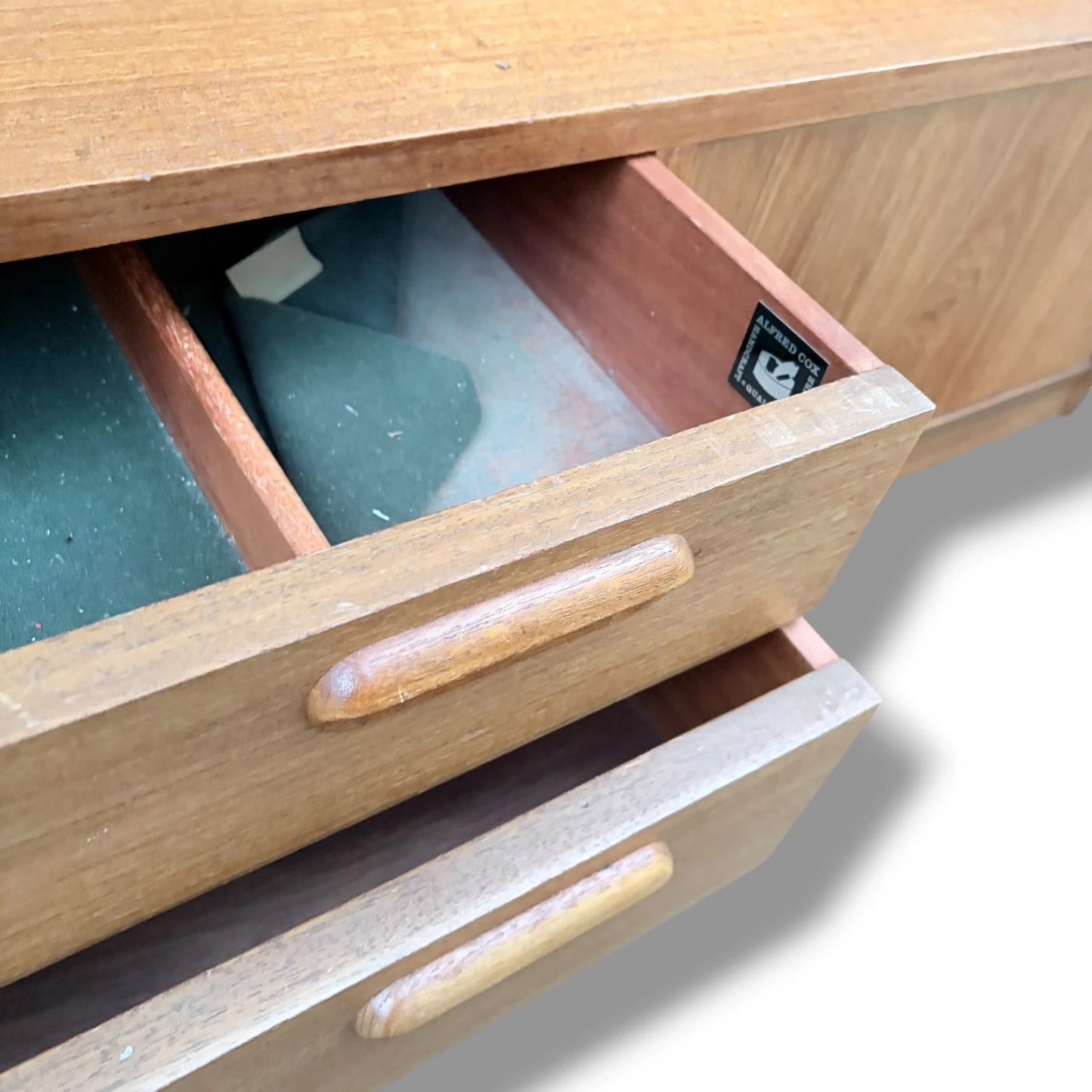 Mid Century High Drinks Cabinet Teak Sideboard by Alfred Cox