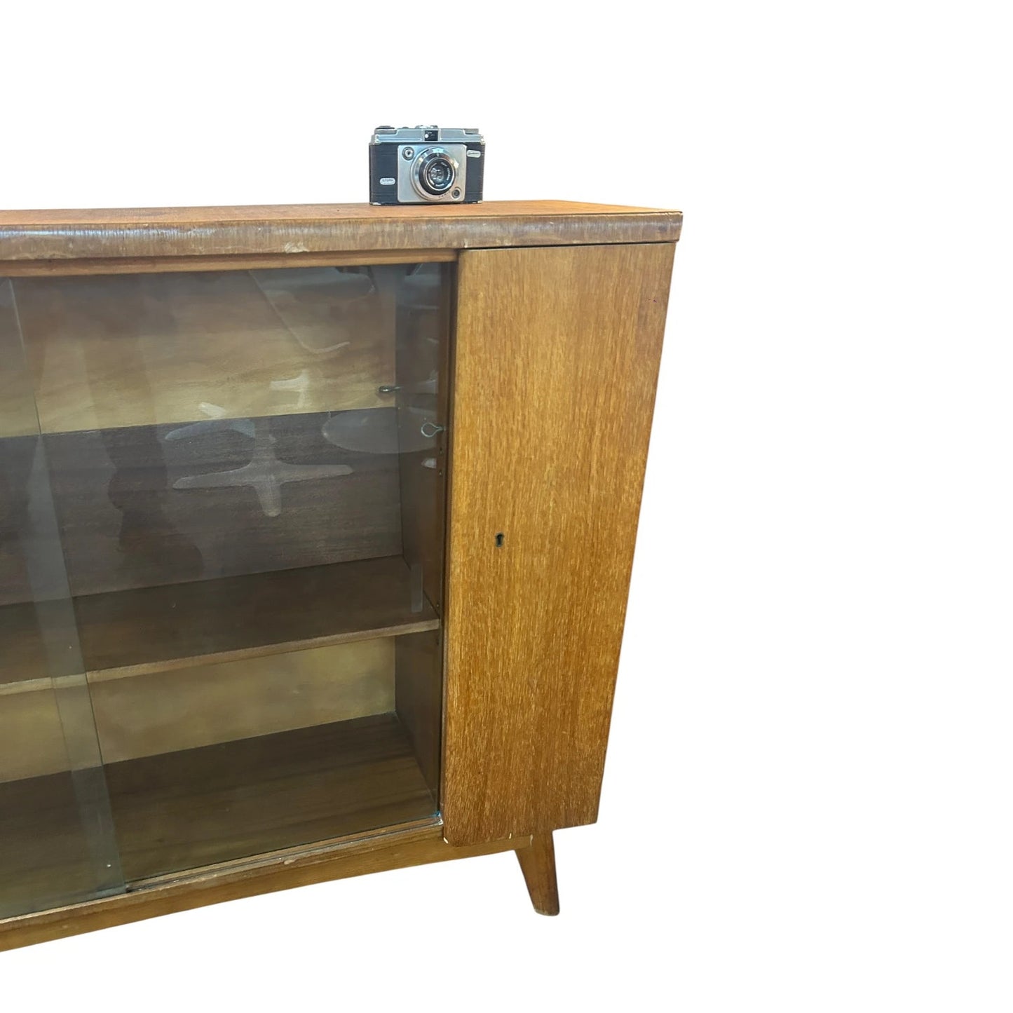 Mid-Century Nathan Teak Drinks Cabinet with Glass Sliding Doors