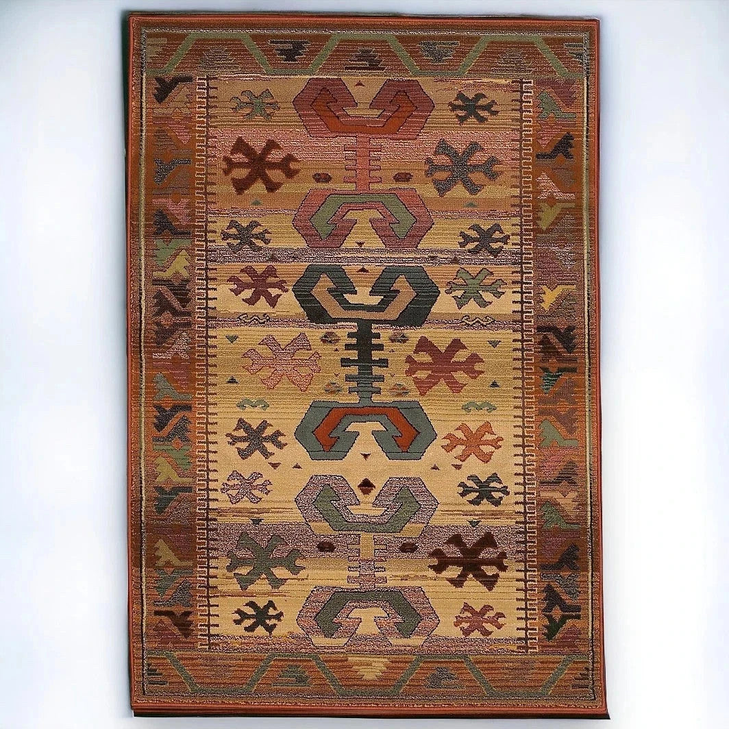 Traditional Persian Wool Rug – Vintage Handwoven Geometric Oriental Carpet