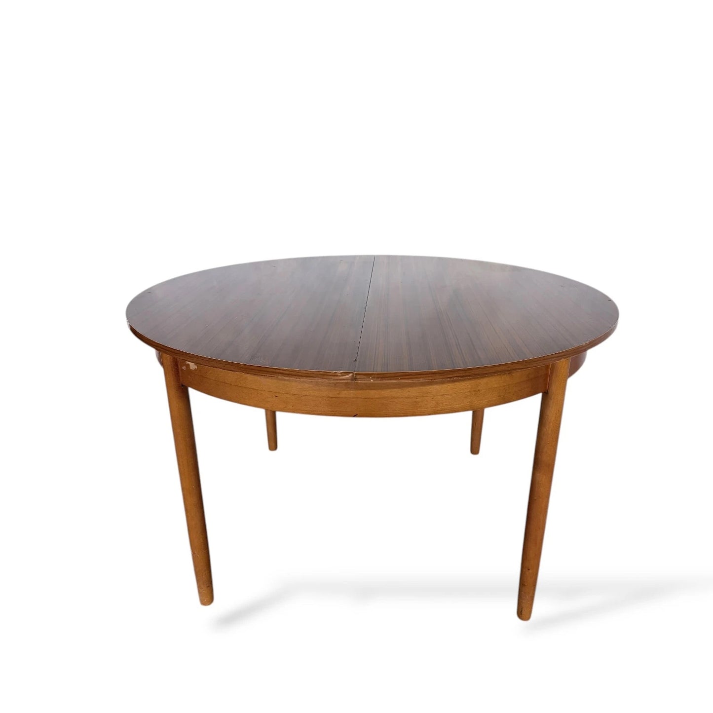 Mid-Century Teak Formica Extending Dining Table – Round to Oval