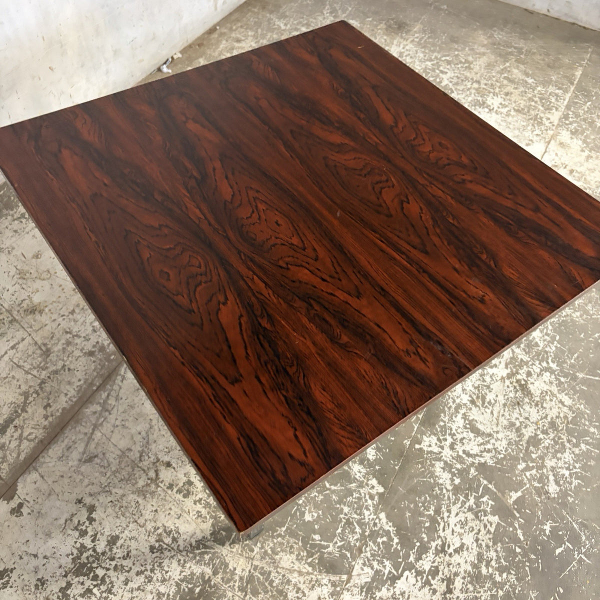 Mid Century Rosewood & Chrome Square Coffee Table – original photograph 7