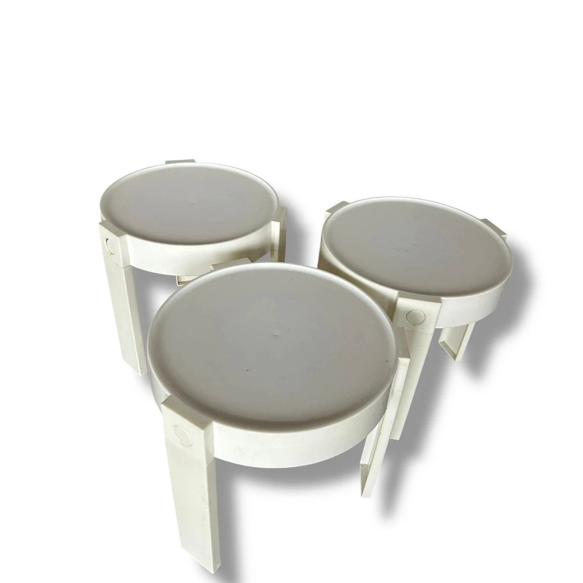 Vintage 1970s Dutch Space Age White Modular Stacking Side Tables – original photograph 6