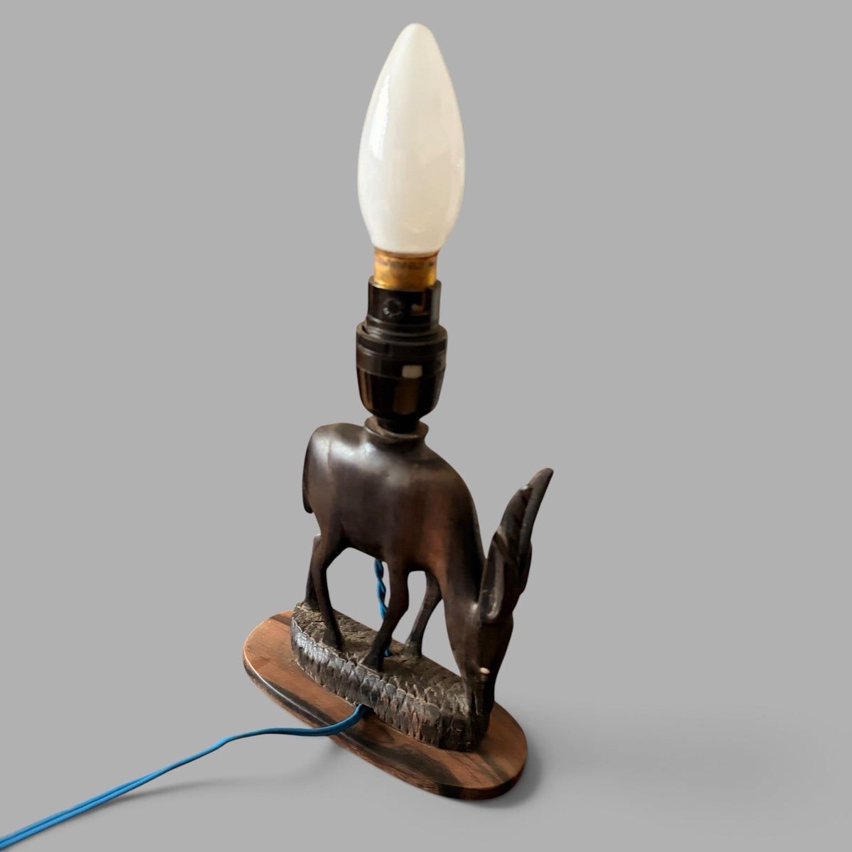 Vintage African Carved Rosewood Antelope Table Lamp – view 8