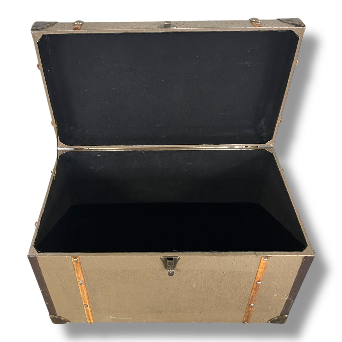 Vintage Grey Steamer Trunk | Antique Travel Chest