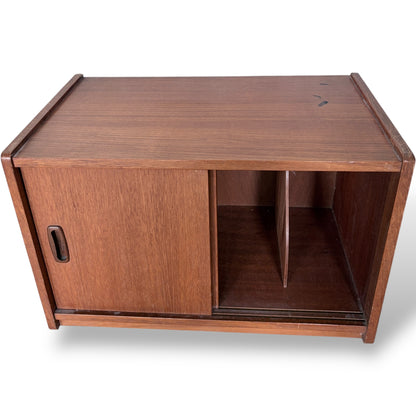 Mid-Century Teak Record Cabinet on Castors