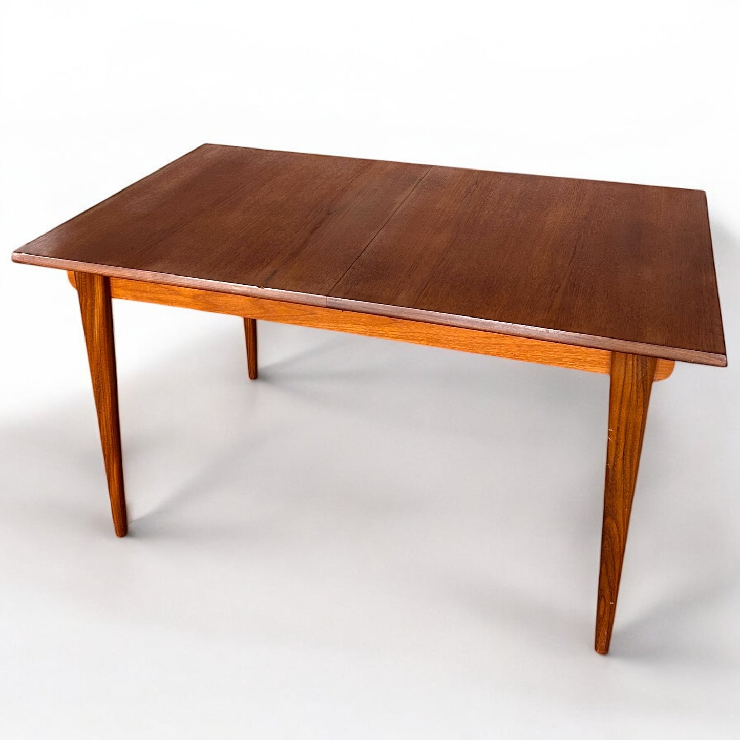 Mid Century Modern White and Newton Teak Extending Dining Table
