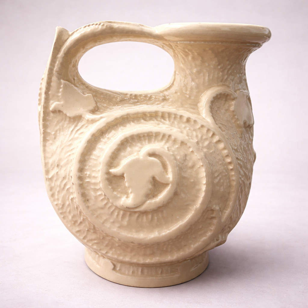 1930s Art Deco Cream Relief Serving Pitcher by Burleigh Ware