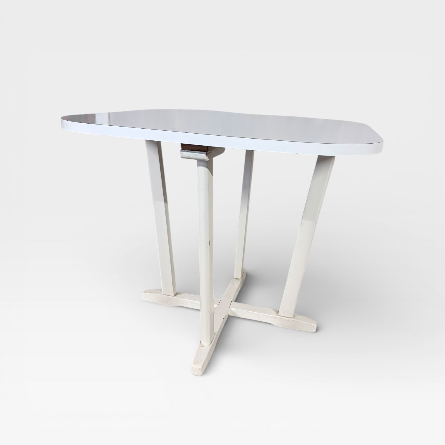 Vintage Thonet Nesting Dining Table with Four Chairs – White Bentwood, Mid-Century Design — view 5