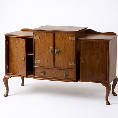 Art Deco Burr Walnut Queen Anne Drinks Cabinet