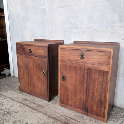 Pair of Mid-Century Walnut Bedside Cabinets | Vintage One Drawer Nightstands