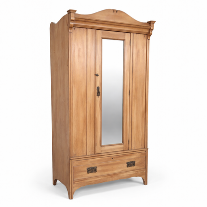 Antique Pine Single Door Wardrobe – Mirrored