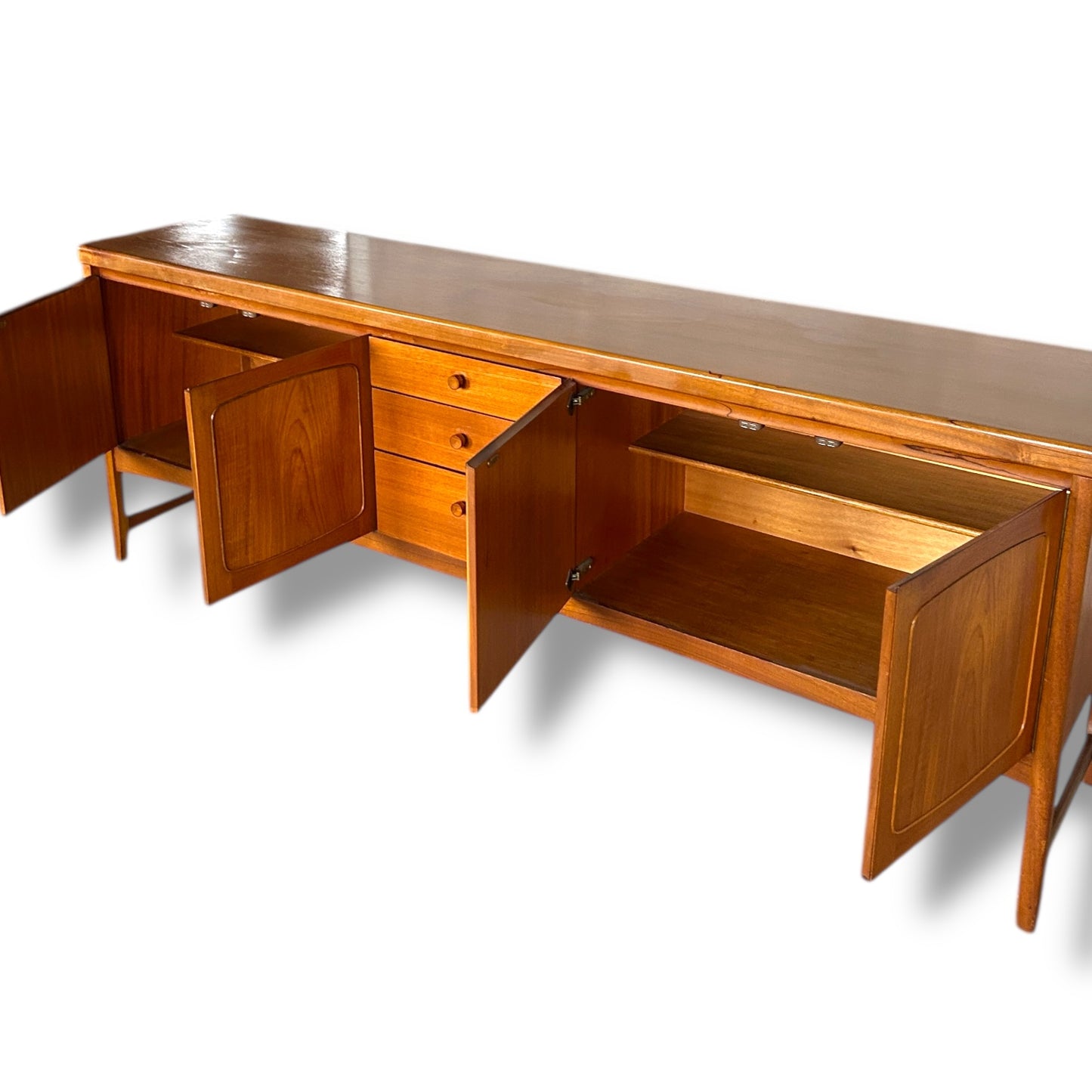 Mid Century Nathan Squares Teak Long Sideboard Buffet