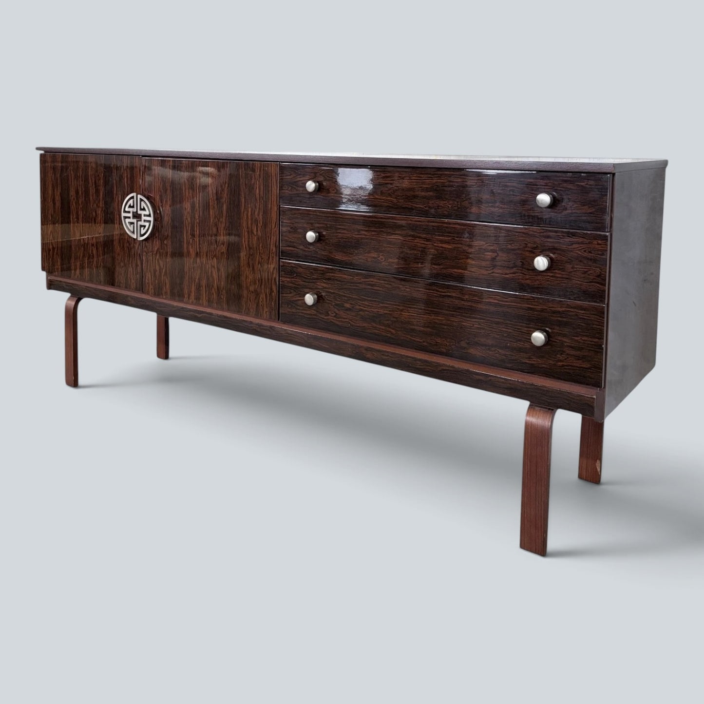Mid Century Schreiber Rosewood Effect Formica Sideboard Cabinet