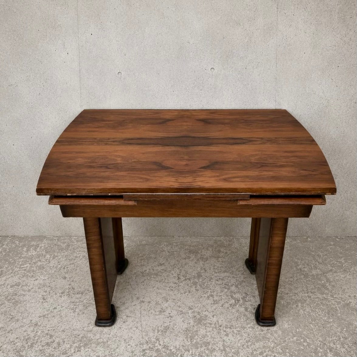 Art Deco Burr Walnut Draw Leaf Extending Dining Table