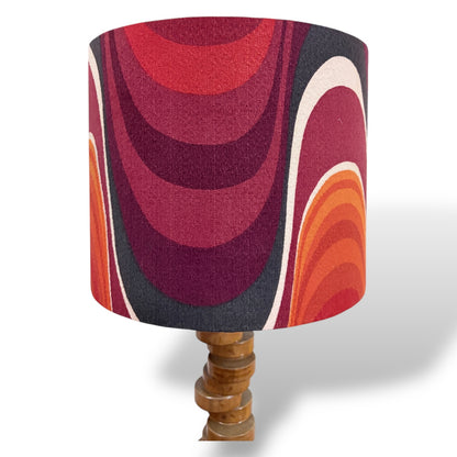 Vintage Teak Wood Tower Lamp with Barbara Brown Frequency Shade for Heals by Lightfandango