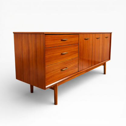 Lebus Mid-Century Walnut Sideboard with Cocktail Cabinet & Storage