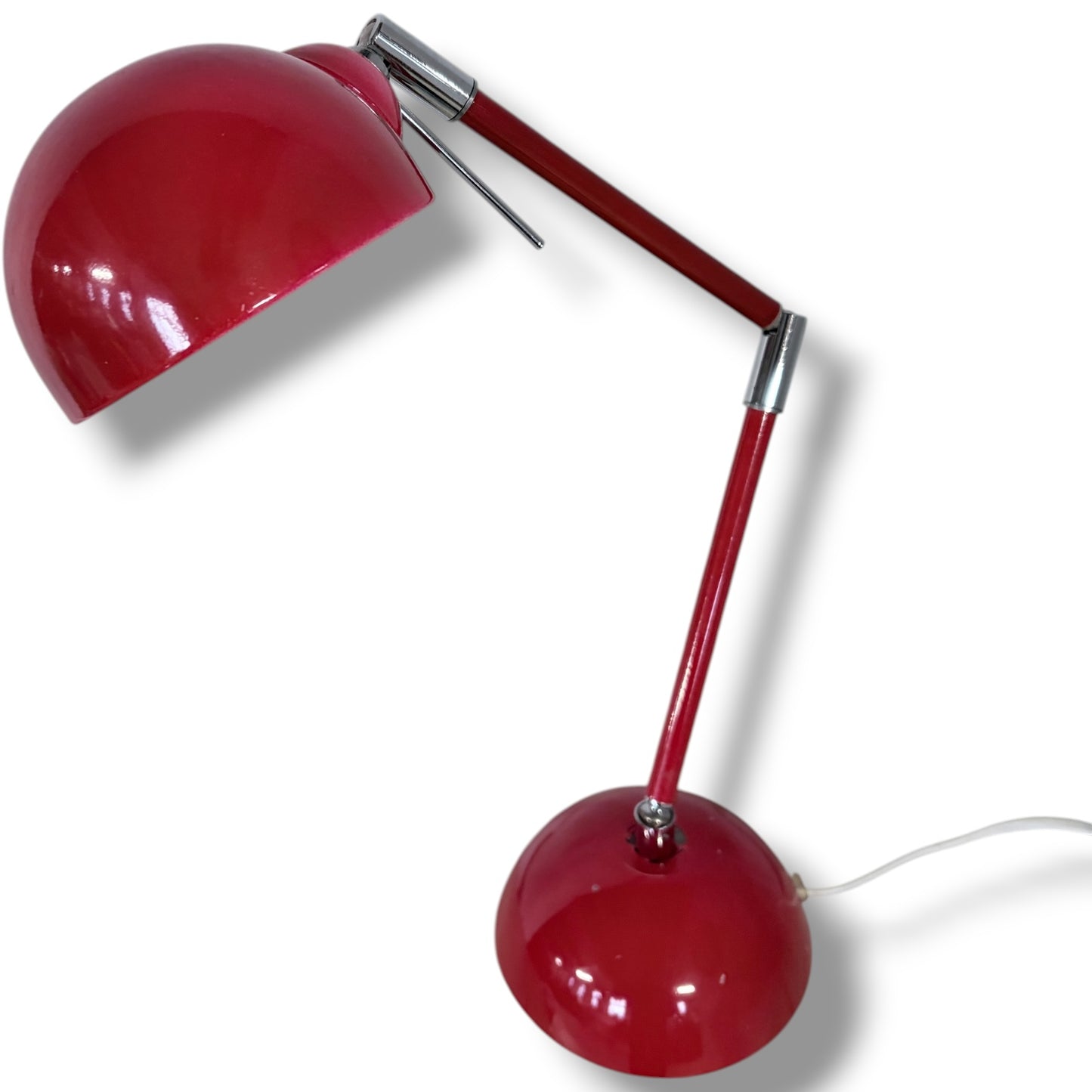 Vintage Desk Lamp - Adjustable Red Mid Century Modern Task Light with Chrome Joints
