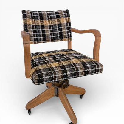 Vintage Hillcrest Oak Swivel Desk Chair with Castors — view 4