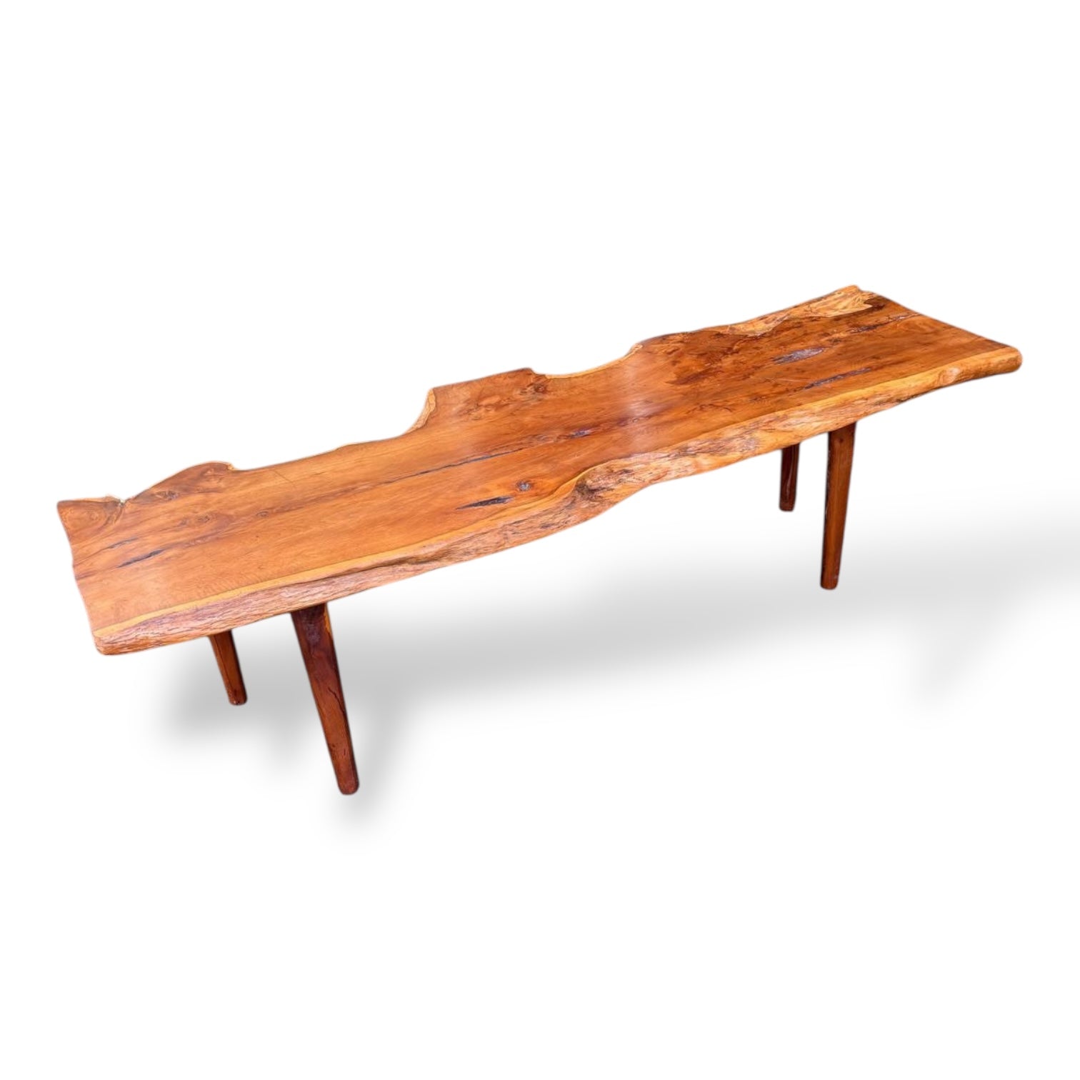 Reynolds of Ludlow Live Edge Yew Wood Coffee Table – Mid-Century — view 7