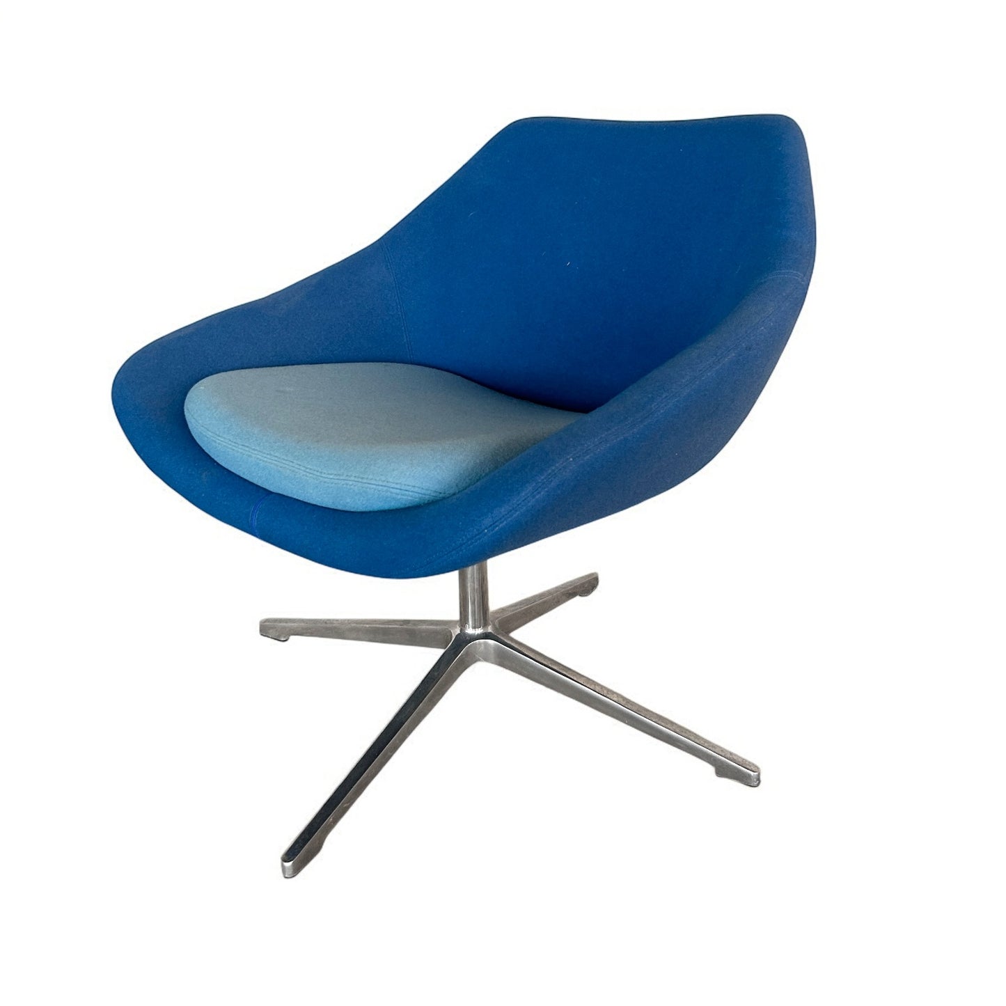Mid Century Style Blue Fabric Swivel Office Chair