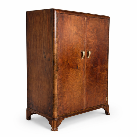 Art Deco Burr Walnut Compact Antique Wardrobe