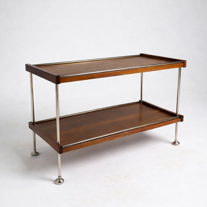 Vintage Teak & Chrome Drinks Cart / Bar Trolley