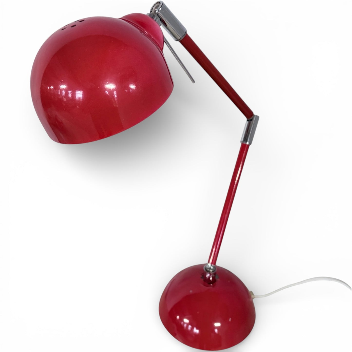 Vintage Desk Lamp - Adjustable Red Mid Century Modern Task Light with Chrome Joints