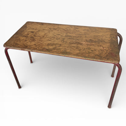 Vintage School Desk Coffee Table | Industrial Child’s Desk Table | Mid-Century Educational Furniture