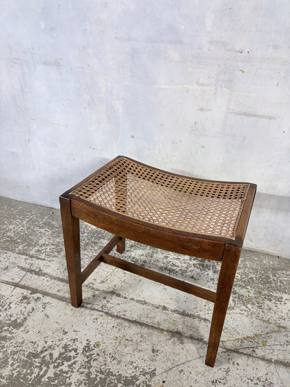 Antique Oak & Rattan Handmade Stool (Yorkshire)