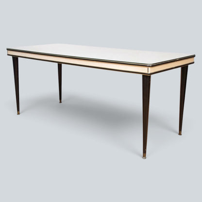 Mid Century Italian Umberto Mascagni Dining Table | Space Age Ebonised & Silver Dining Table