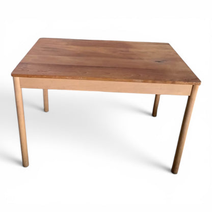 Mid Century Ercol Blonde Elm & Beech Compact Dining Table & Four Industrial Bentwood Dining Chairs