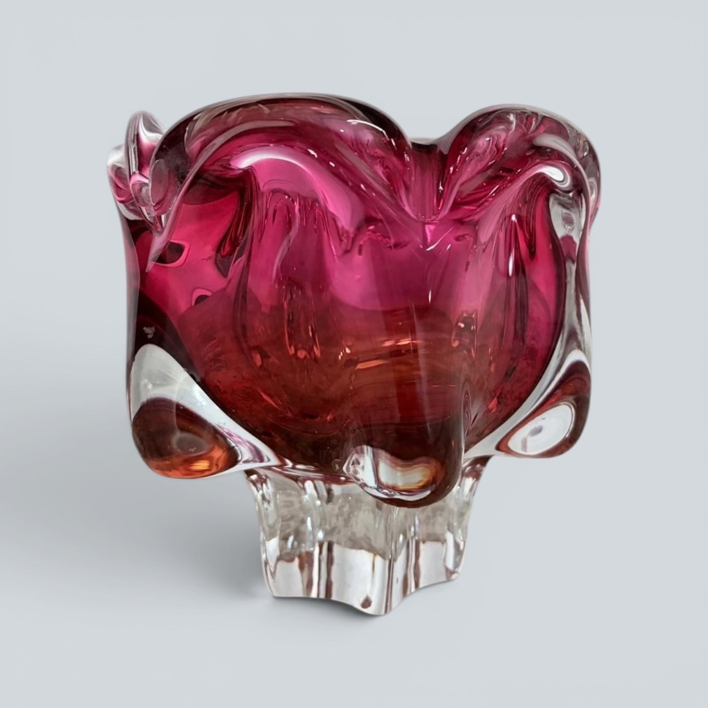 1960s Czech Sommerso Art Glass Bowl by Josef Hospodka for Chřibská