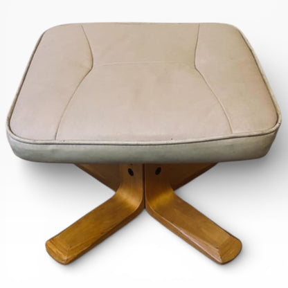 Scandinavian Swivel Lounge Chair – Mid-Century Armchair with Leather Footstool