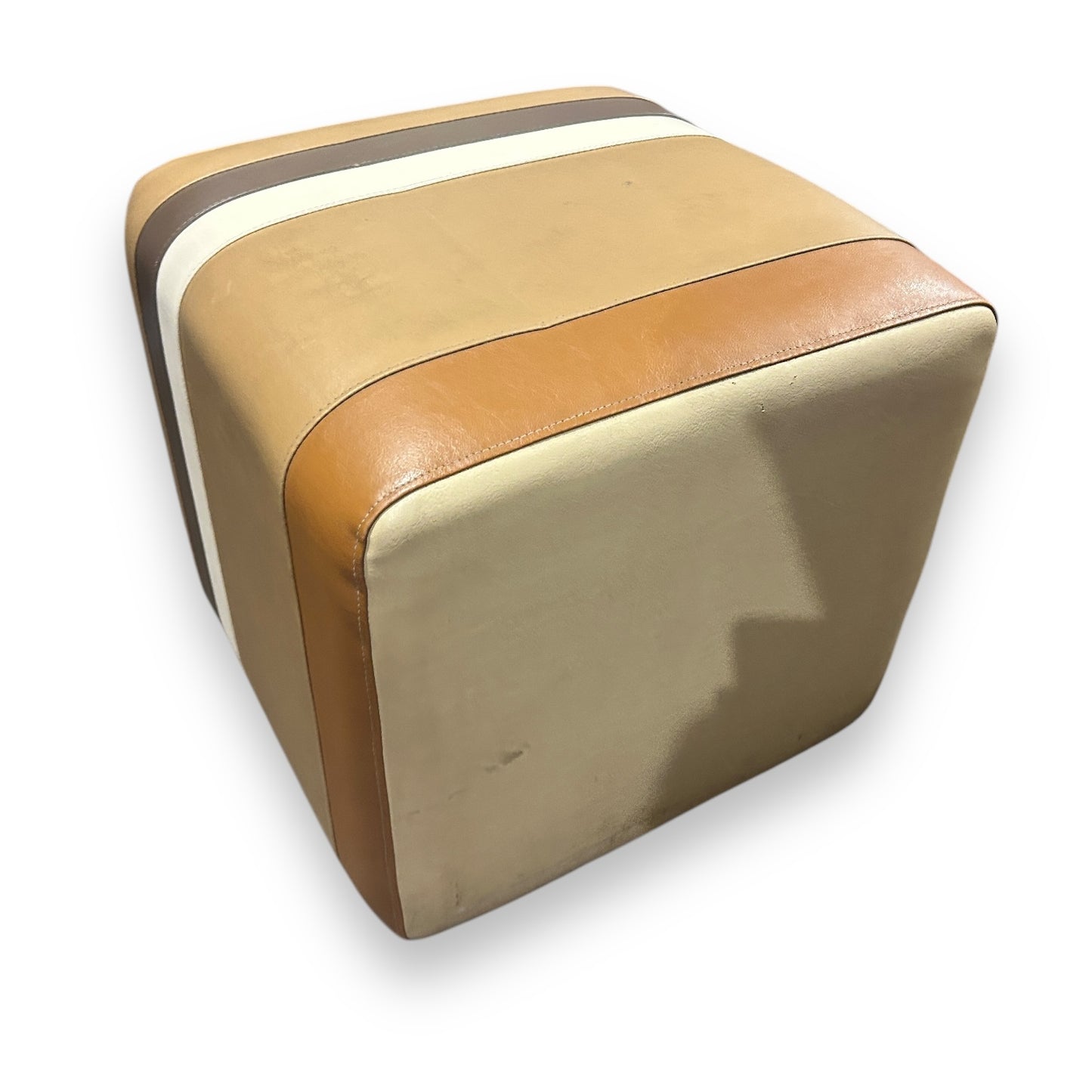Mid Century Pair of Groovy Leather Pouffes Footstools