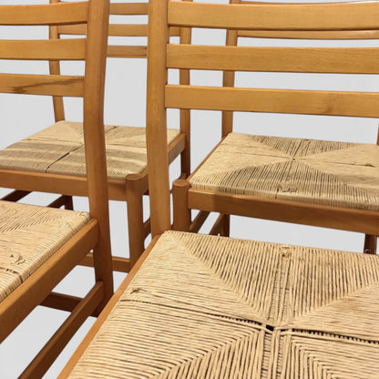Italian Beech Dining Chairs – Set of Two Vintage Ladder Back Chairs