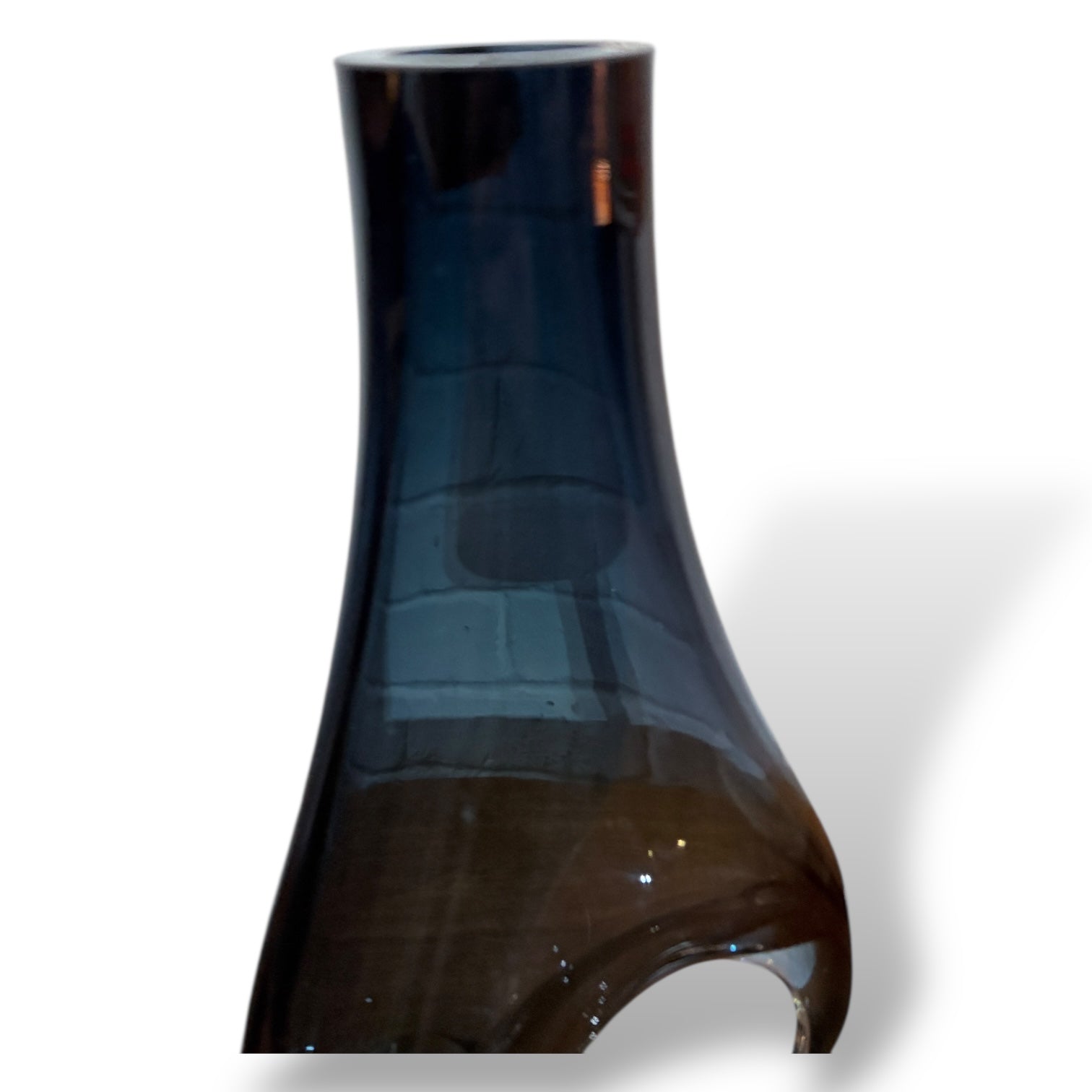 Mid Century Smoky Sklo Art Glass Vase with Circular Cut-Out, c.1970s — view 3