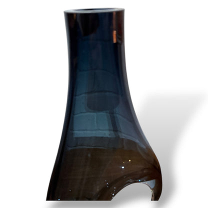 Mid Century Smoky Sklo Art Glass Vase with Circular Cut-Out, c.1970s — view 3