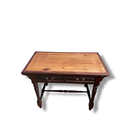 Mahogany, Pine & Oak Console Table with Two Drawers