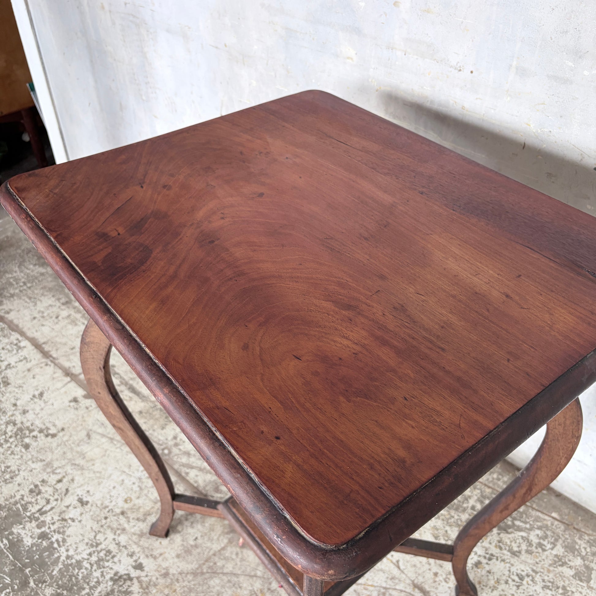 Antique Arts & Crafts Walnut Occasional Side Table | Art Nouveau Lamp Table with Undershelf