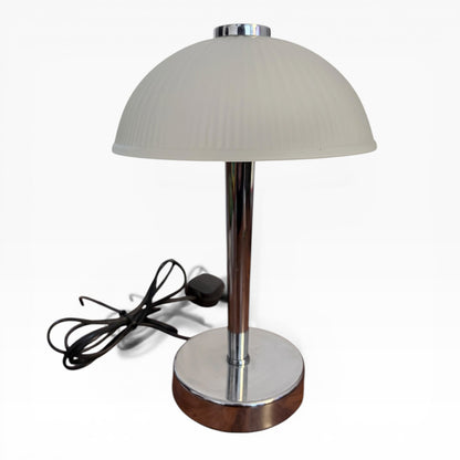 Vintage Chrome & Frosted Glass Mushroom Table Lamp – Mid Century — view 4