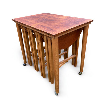 Mid-Century Danish Folding Nesting Tables by Poul Hundevad