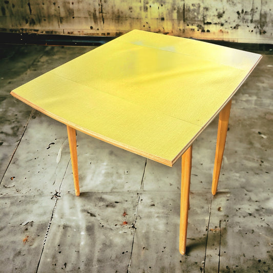 mid century formica & beech drop leaf dining table