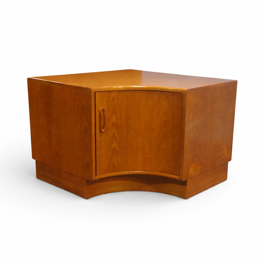 Mid Century G Plan Teak Corner Cabinet Unit – Curved Front Retro Storage Cupboard